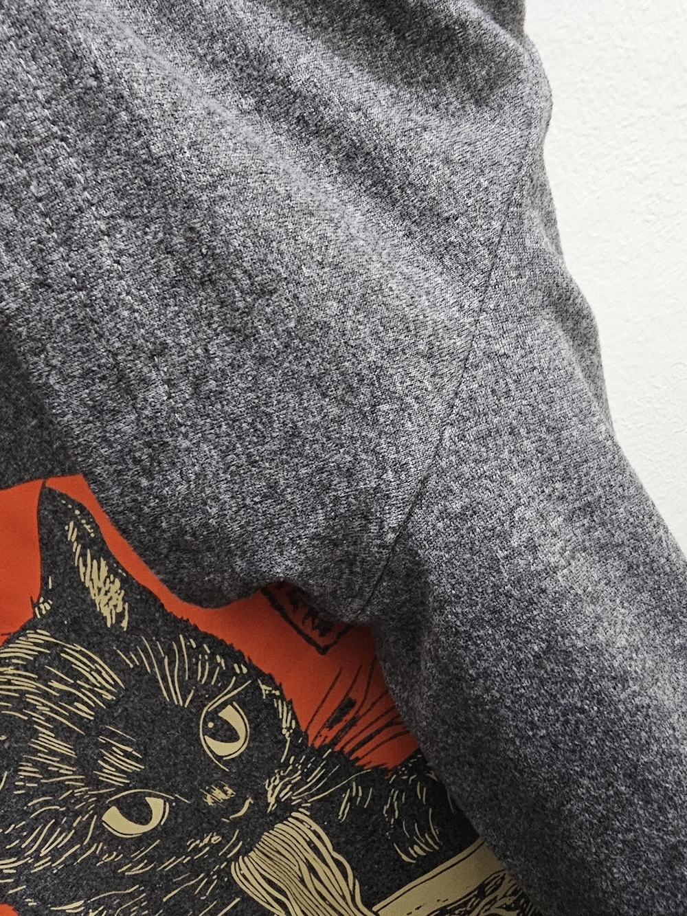 Cat Graphic T-Shirt - Charcoal with Orange Print - Picture 4 of 5
